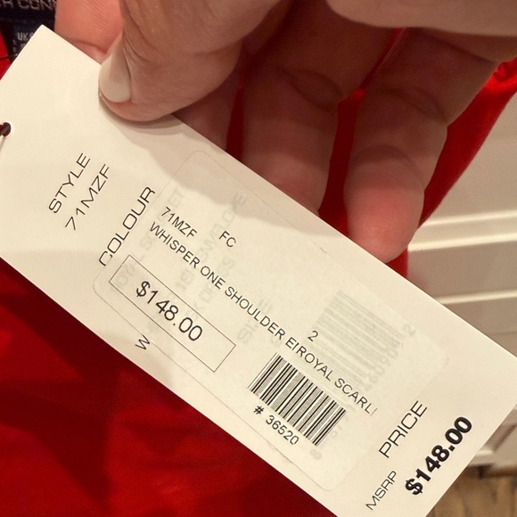 French Connection Vibrant Red One-Shoulder Dress - Picture 2 of 5